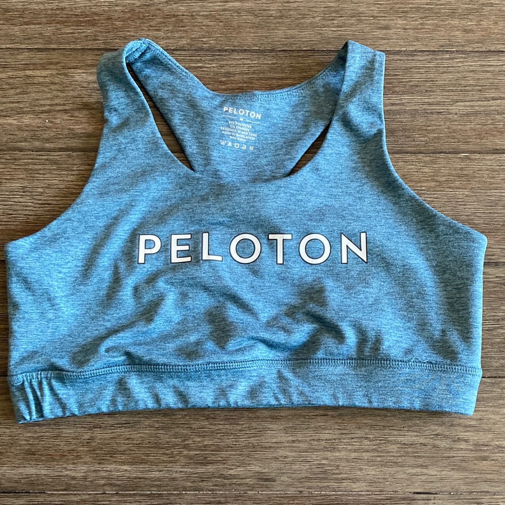 Peloton Blue Heathered Strappy Bra Size Medium